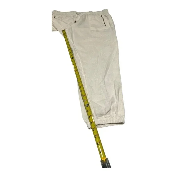 Athleta White Linen Blend Jogger Pants Drawstring Waist Pockets Casual 16 - Picture 7 of 14